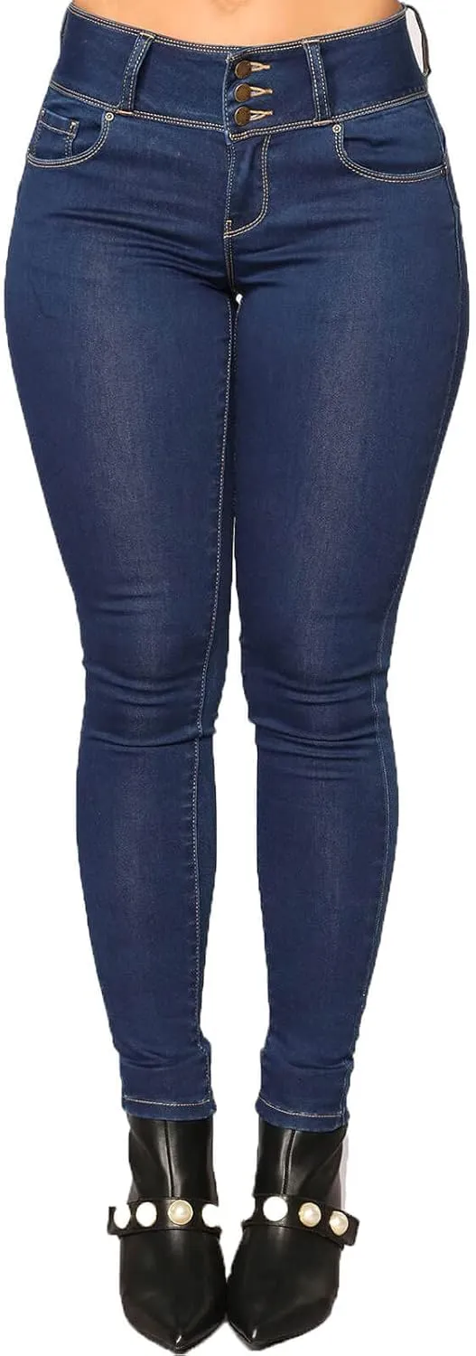 CHARTOU Women's Mid Rise Stretchy Skinny Tapered Leg Denim Jeans Pants