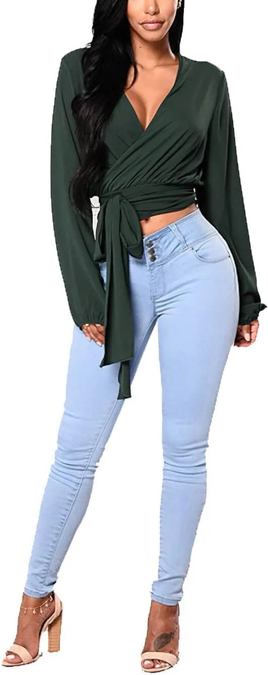 CHARTOU Women's Mid Rise Stretchy Skinny Tapered Leg Denim Jeans Pants