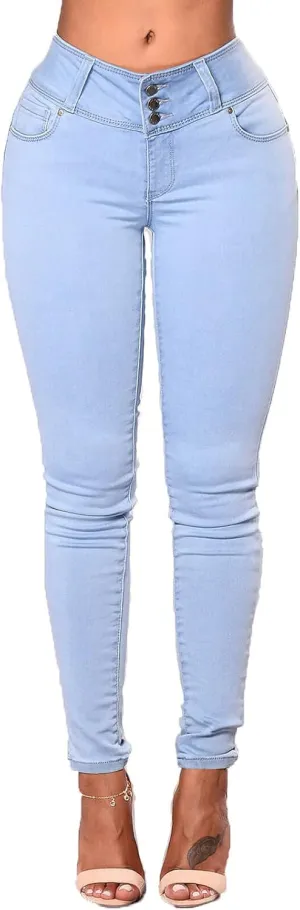 CHARTOU Women's Mid Rise Stretchy Skinny Tapered Leg Denim Jeans Pants