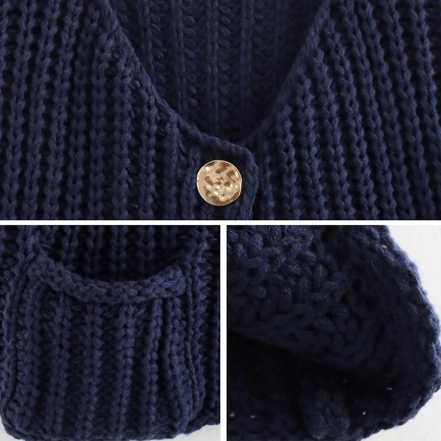 Chevara Womens Chunky Cropped Sweater Vest Cute Sleeveless Crewneck Button Down Crop Knit Cardigan with Pocket