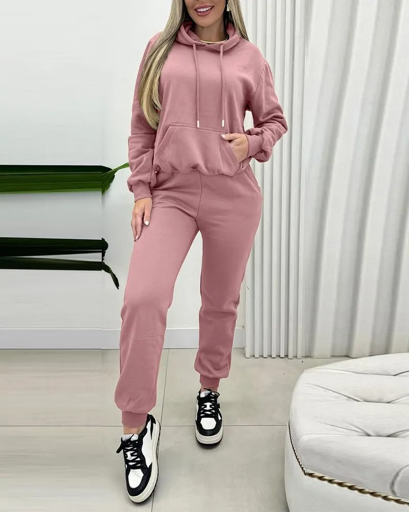 CHICME BEST SHOPPING DEALS Chic Me 2 Piece Jogger Set Long Sleeve Hoodie Pullover Tops Tracksuit Athletic Fall 0utfits