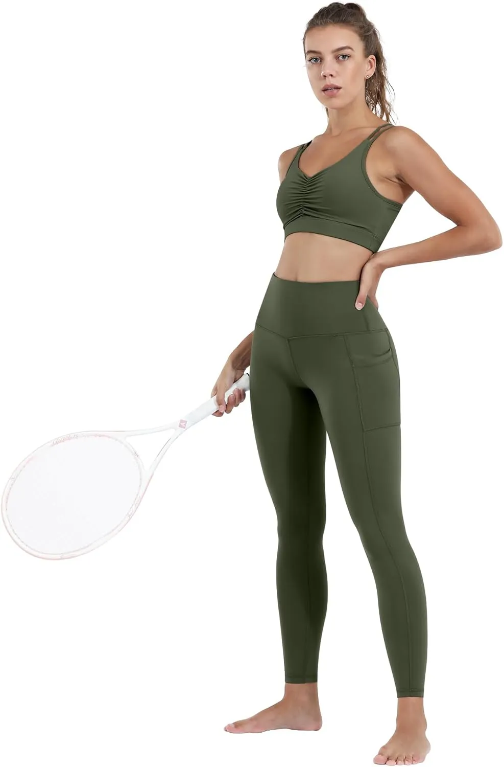 CHRLEISURE Leggings with Pockets for Women, High Waisted Tummy Control Workout Yoga Pants