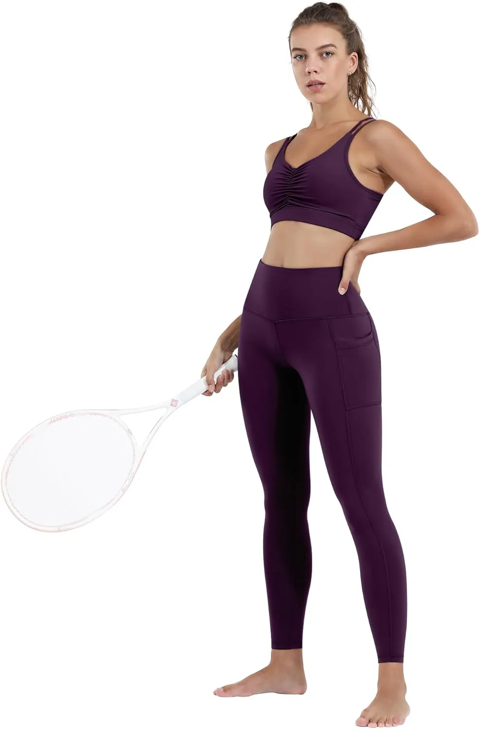 CHRLEISURE Leggings with Pockets for Women, High Waisted Tummy Control Workout Yoga Pants