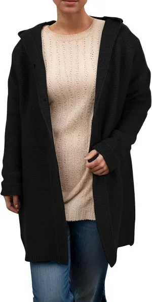 Chunky Cardigan Sweaters for Women Hooded Knit Long Cardigan Casual Long Sleeve Open Front Cardigan Hoodie Spring Coat