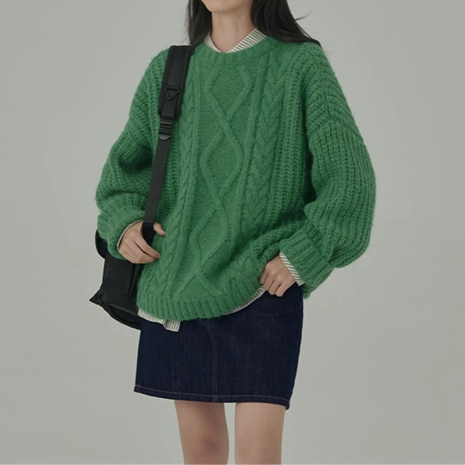 Chunky Sweater Women Cable Knit Sweater Oversized Sweaters Y2k Winter Fall Sweater Trendy 2024