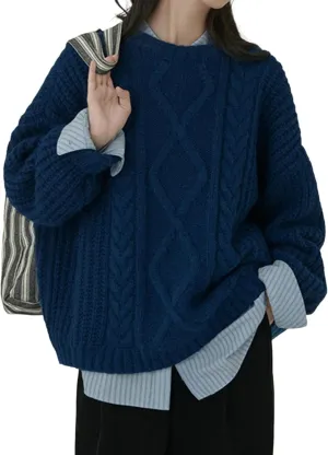 Chunky Sweater Women Cable Knit Sweater Oversized Sweaters Y2k Winter Fall Sweater Trendy 2024