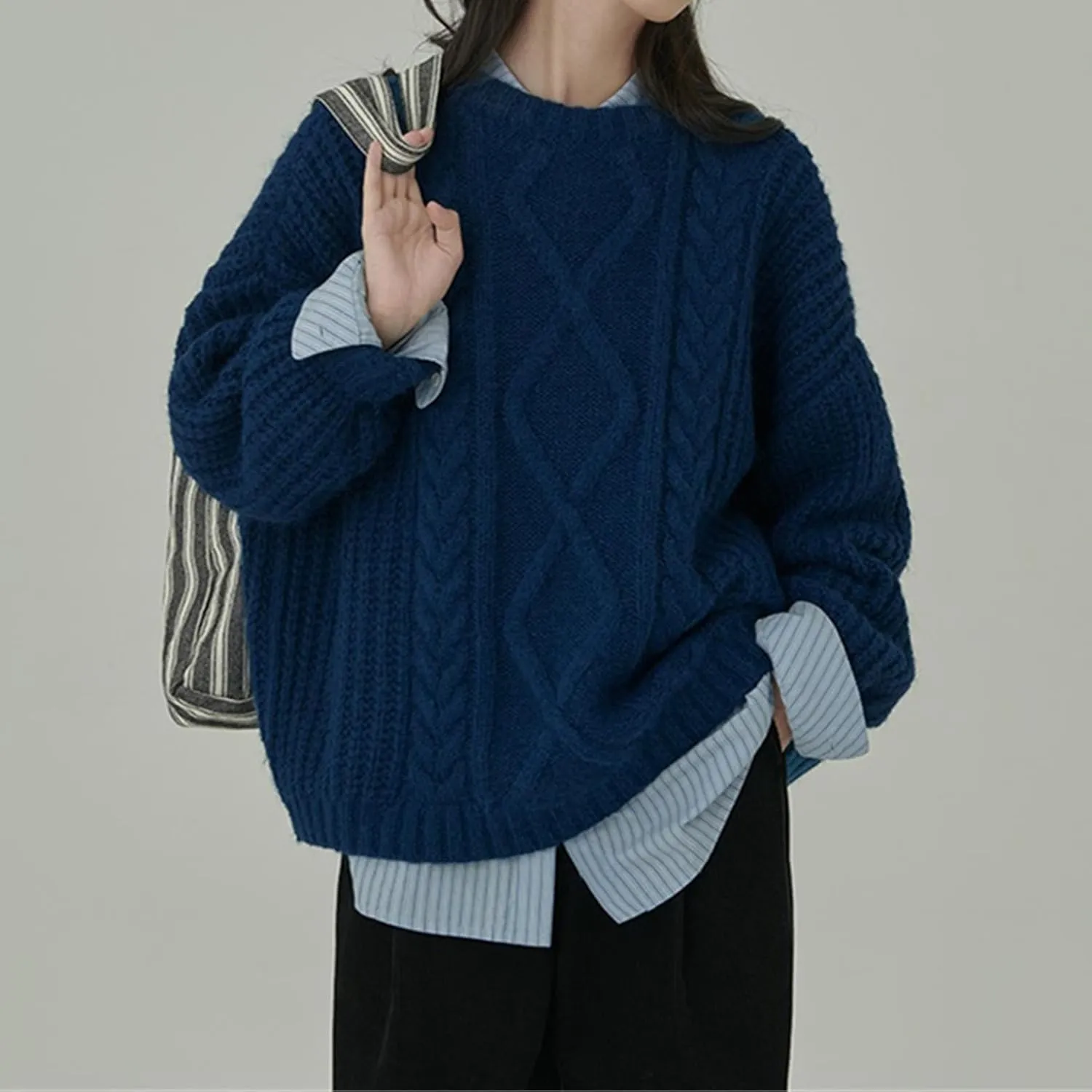 Chunky Sweater Women Cable Knit Sweater Oversized Sweaters Y2k Winter Fall Sweater Trendy 2024