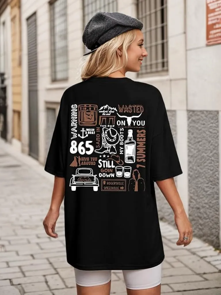 Country Shirts for Women Western Cowgirl Tshirt Oversized Cow Skull Graphic Tees Tops