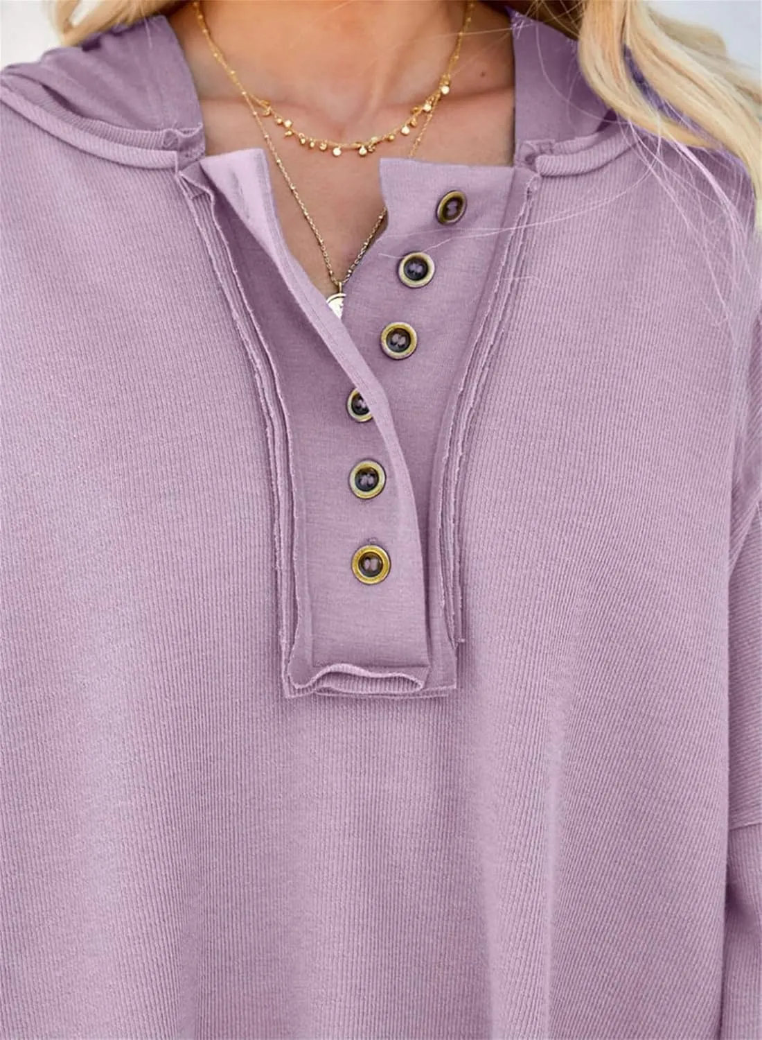 Cropped Trendy Hoodies For women V Neck Button Long Sleeve Lightweight Sweatshirts Casual Loose Pullover Tops 2025 New
