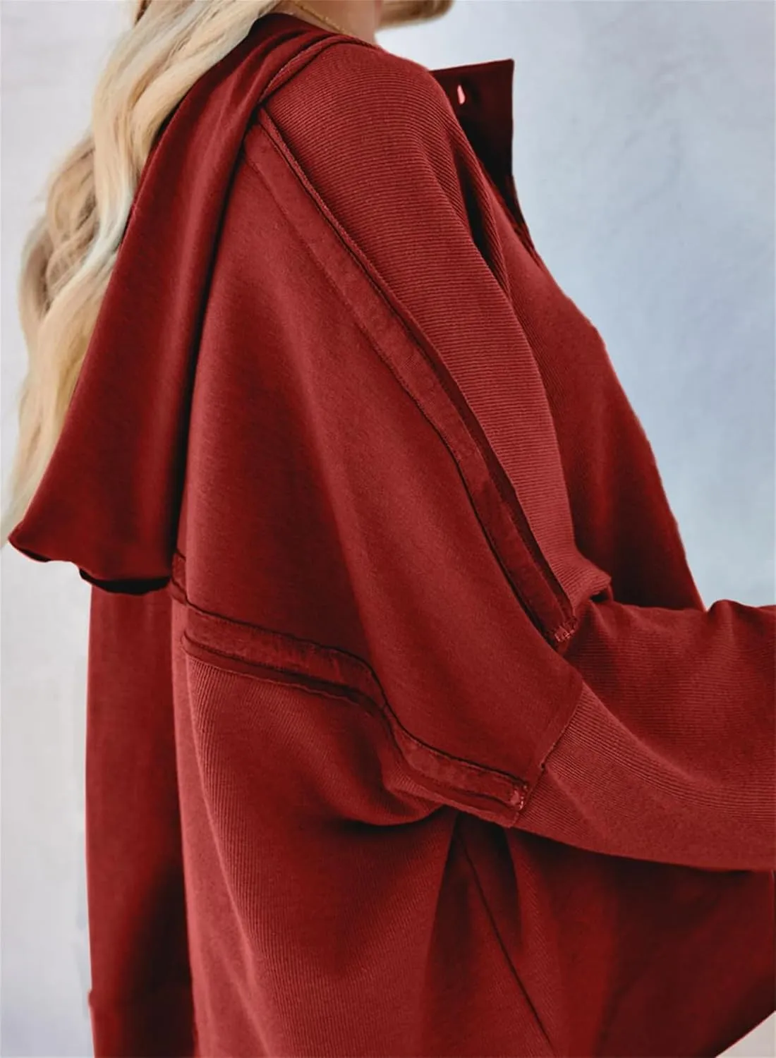 Cropped Trendy Hoodies For women V Neck Button Long Sleeve Lightweight Sweatshirts Casual Loose Pullover Tops 2025 New