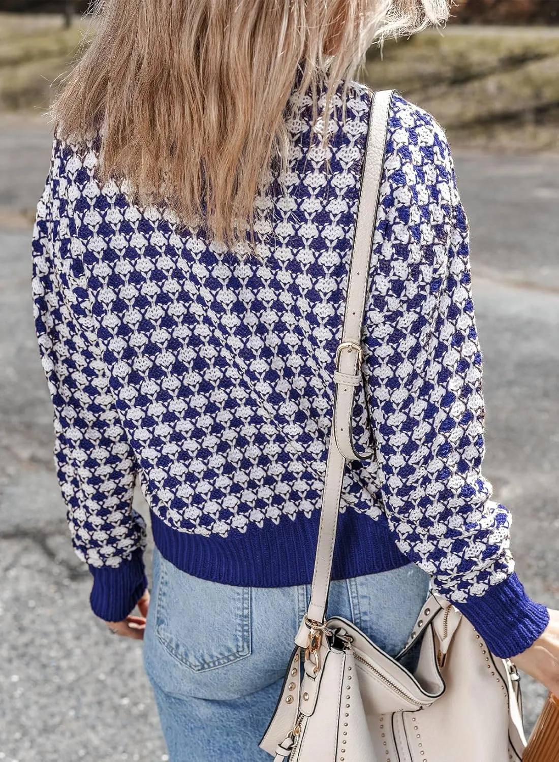 Dokotoo Cardigan Sweaters for Women V Neck Button Down Long Sleeve Plaid Knit Cardigans Sweater Tops