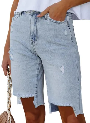 Dokotoo Women's Shorts Cotton Long Hiking Cargo Shorts for Women Bermuda 2024 Summer High Waisted Shorts Casual Golf Shorts