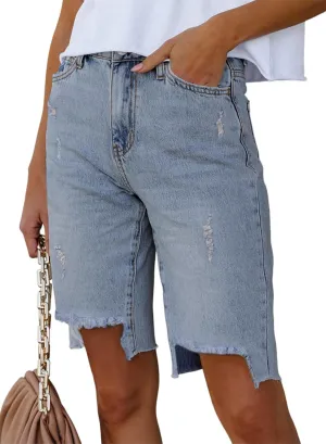 Dokotoo Women's Shorts Cotton Long Hiking Cargo Shorts for Women Bermuda 2024 Summer High Waisted Shorts Casual Golf Shorts