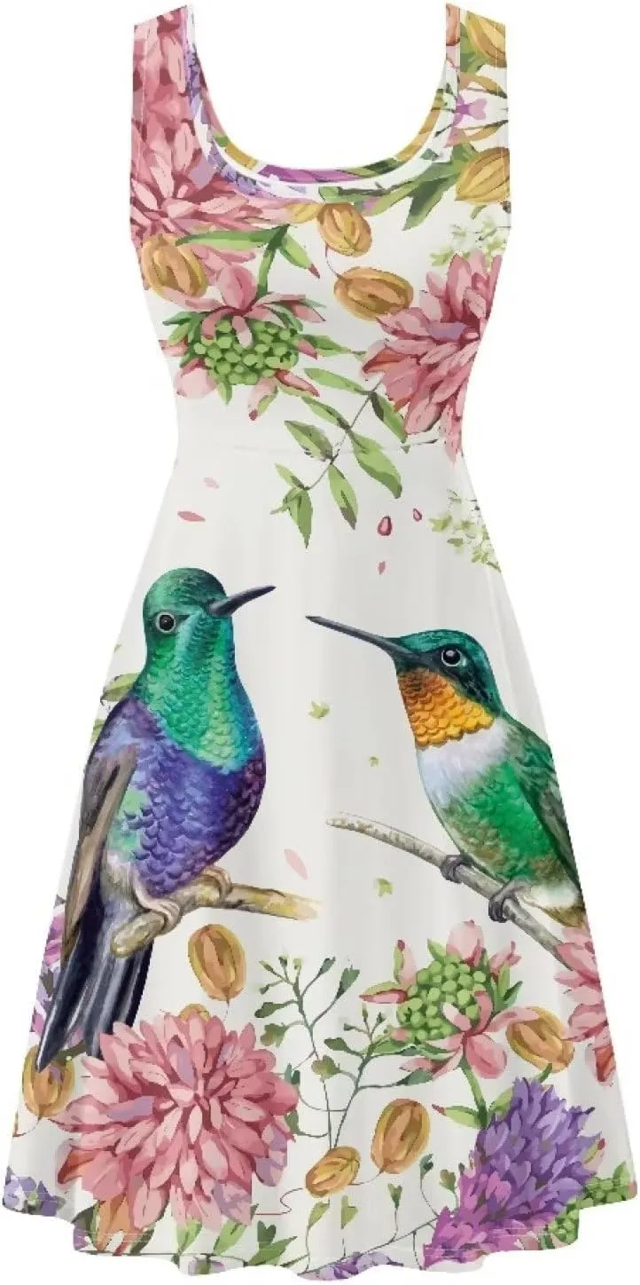 Dolyues Women Dresses Sleeveless Shirt Dress Casual Sundress A-line Swing Tunic Dresses with Pockets
