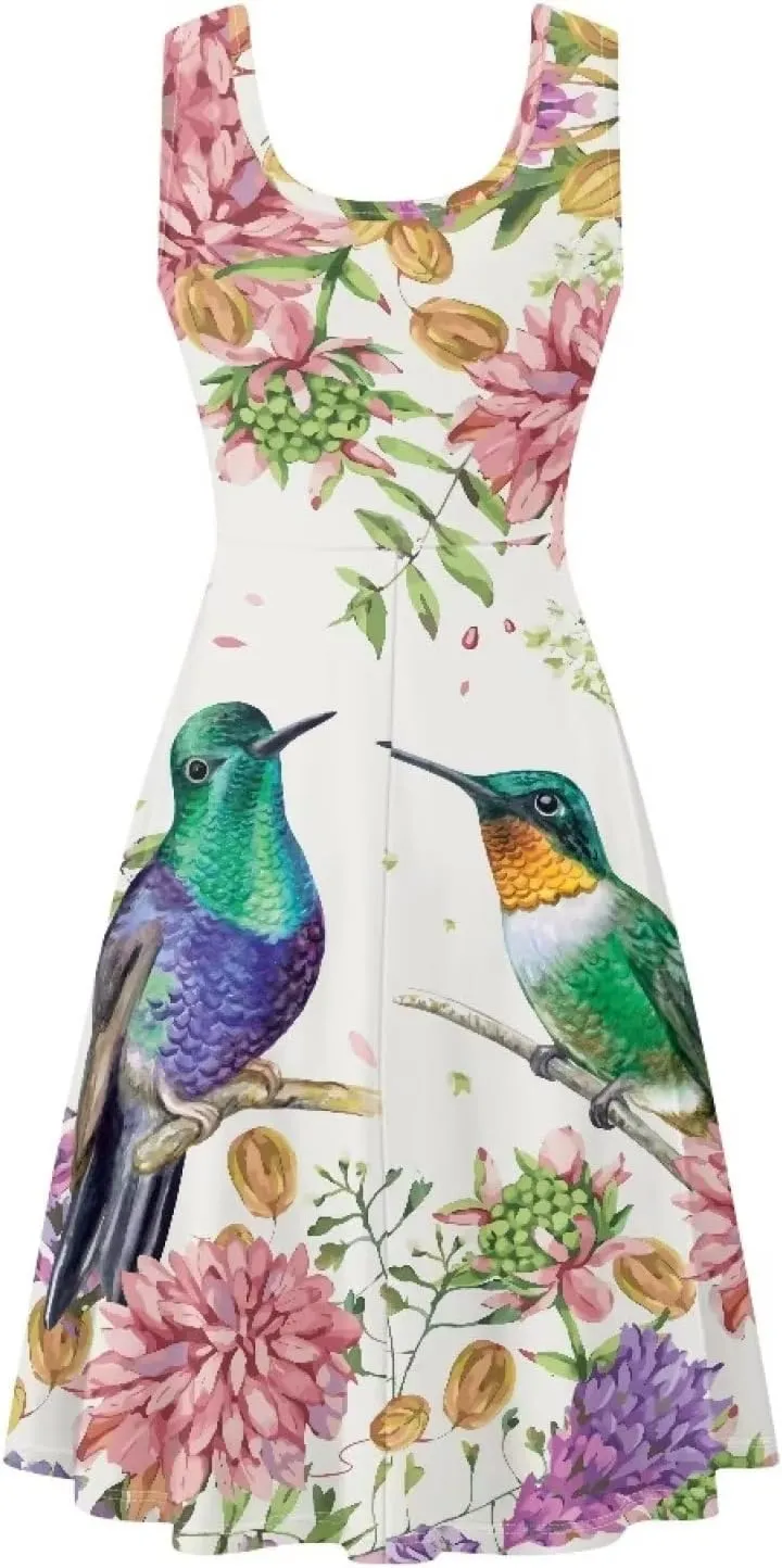 Dolyues Women Dresses Sleeveless Shirt Dress Casual Sundress A-line Swing Tunic Dresses with Pockets