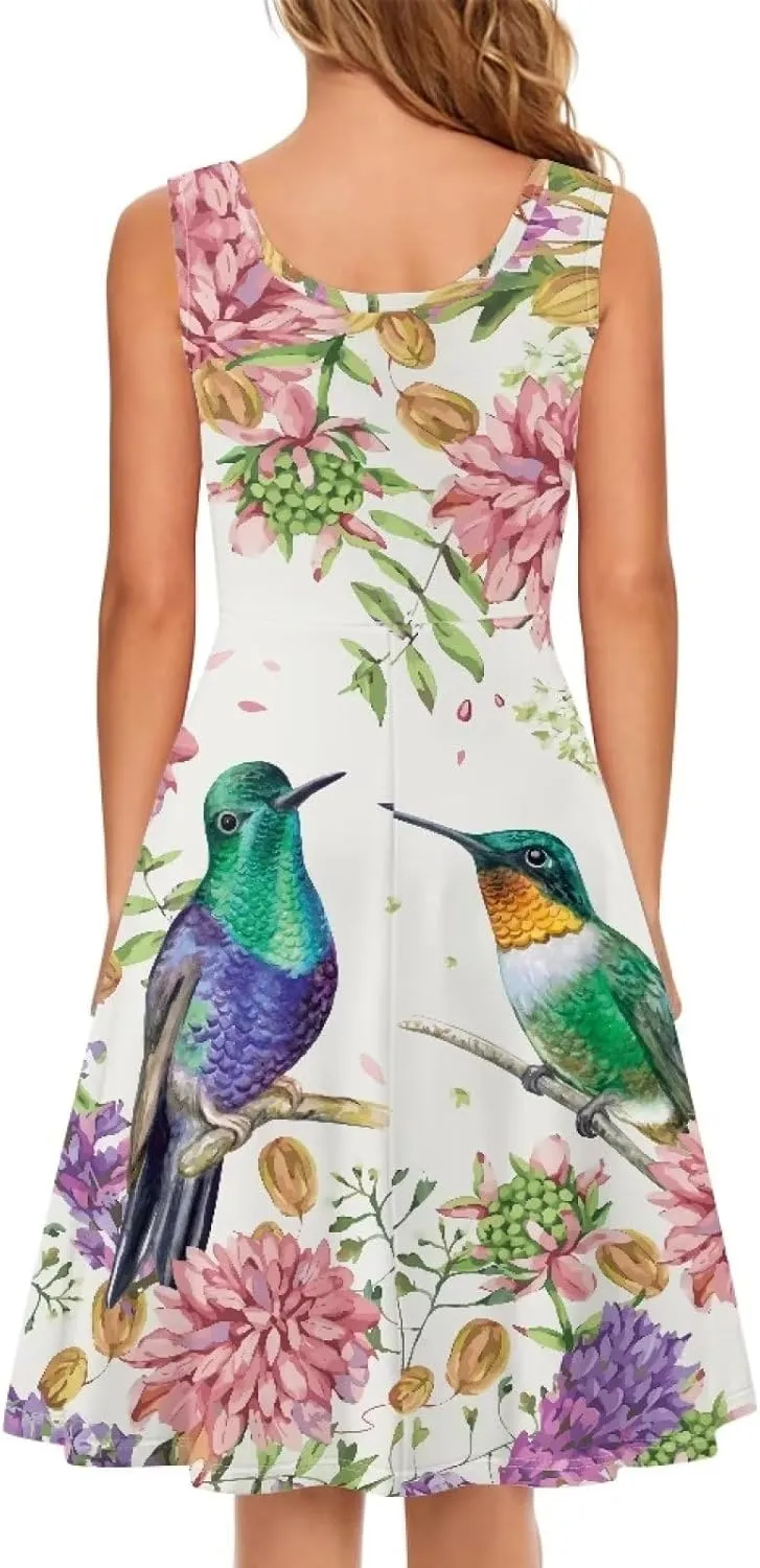 Dolyues Women Dresses Sleeveless Shirt Dress Casual Sundress A-line Swing Tunic Dresses with Pockets