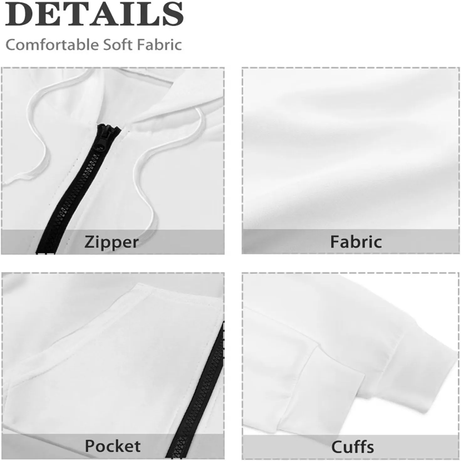Dolyues Women's Cropped Hoodies Full-Zip Sweatshirt Crop Top Long Sleeves Hooded Jacket Coat Outwear with Pockets