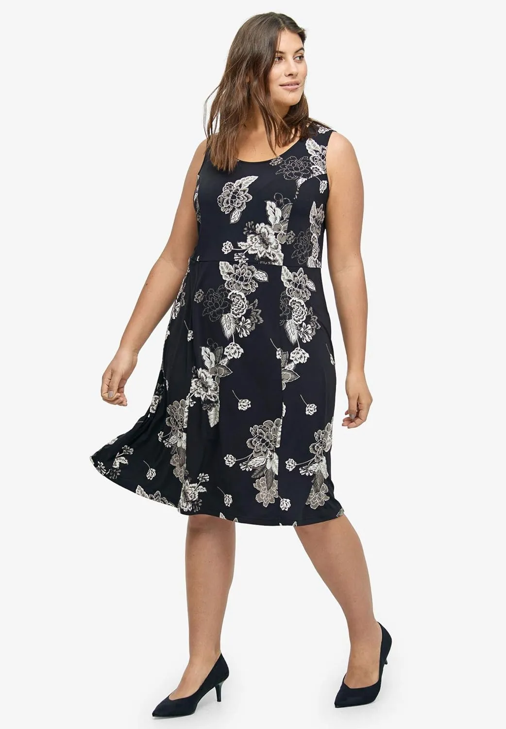 ellos Plus Size Sleeveless Knit Fit and Flare Knit Dress