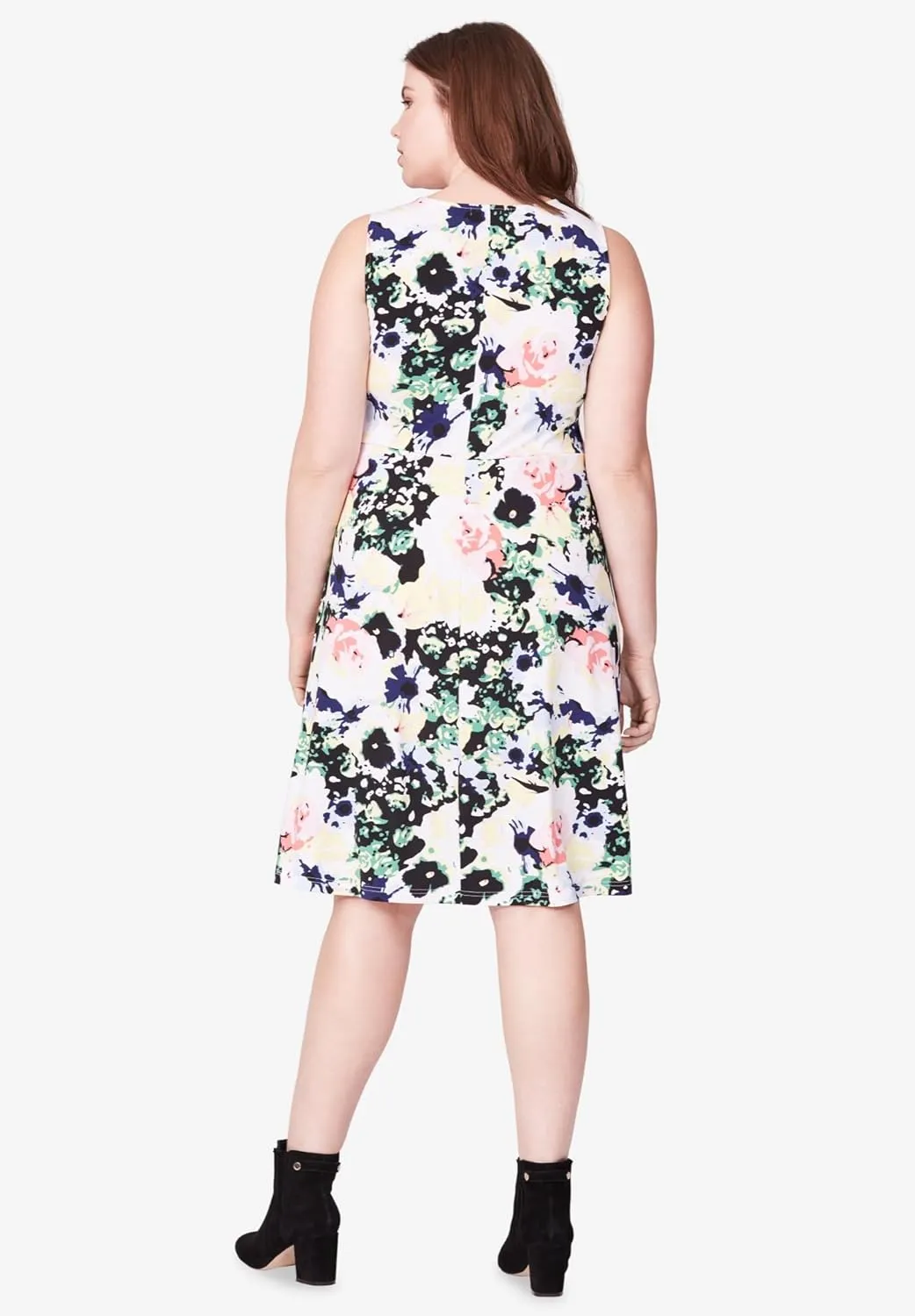 ellos Plus Size Sleeveless Knit Fit and Flare Knit Dress
