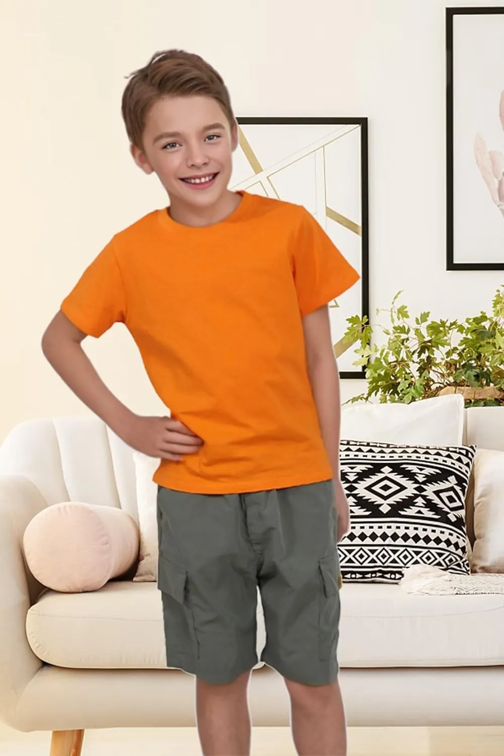 Family Feeling Boys Short Sleeve Crewneck Kids T-Shirts Top Girls Tee
