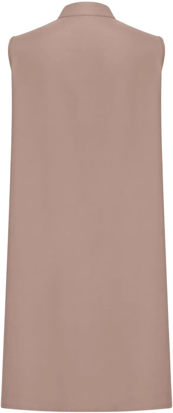 Fanteecy Women's Summer Sleeveless Shirt Dress V Neck Tunic Shift Mini Dress Casual Solid Trendy Pleated Dresses