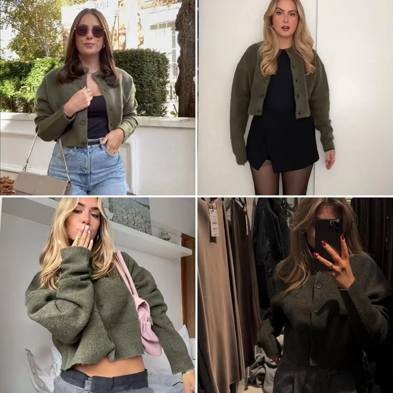 FindThy Women’s Cropped Cardigan Sweater Crewneck Solid Color Long Sleeve Button Down Knitted Outerwear Top