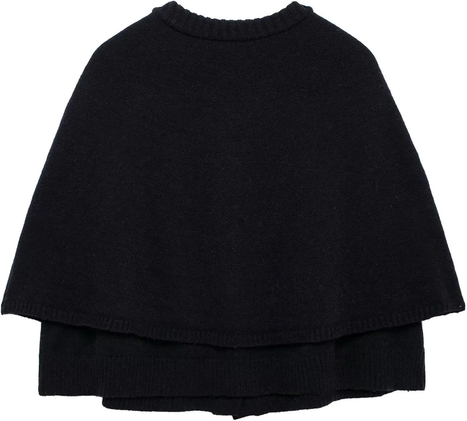 FindThy Womens Cropped Knit Cape Cardigan Trendy Oversized Crewneck Button Down Shawl Sweater