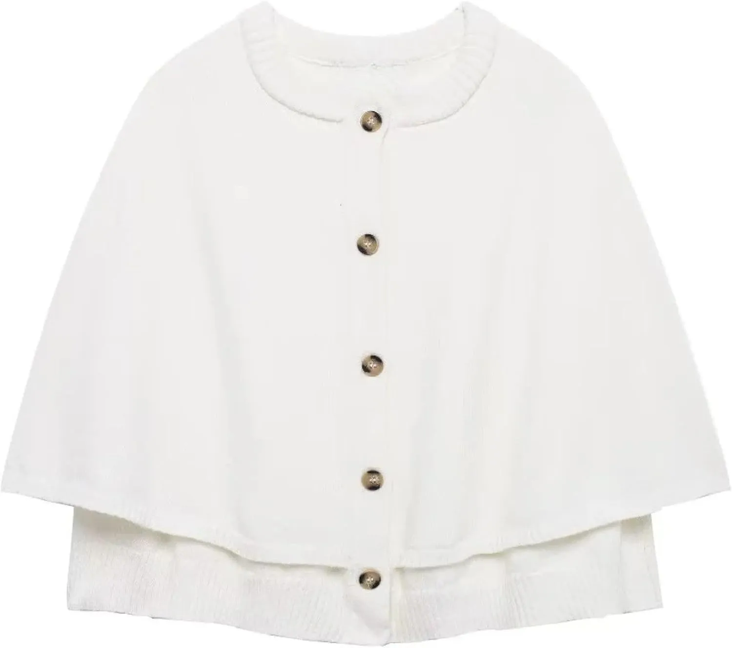 FindThy Womens Cropped Knit Cape Cardigan Trendy Oversized Crewneck Button Down Shawl Sweater