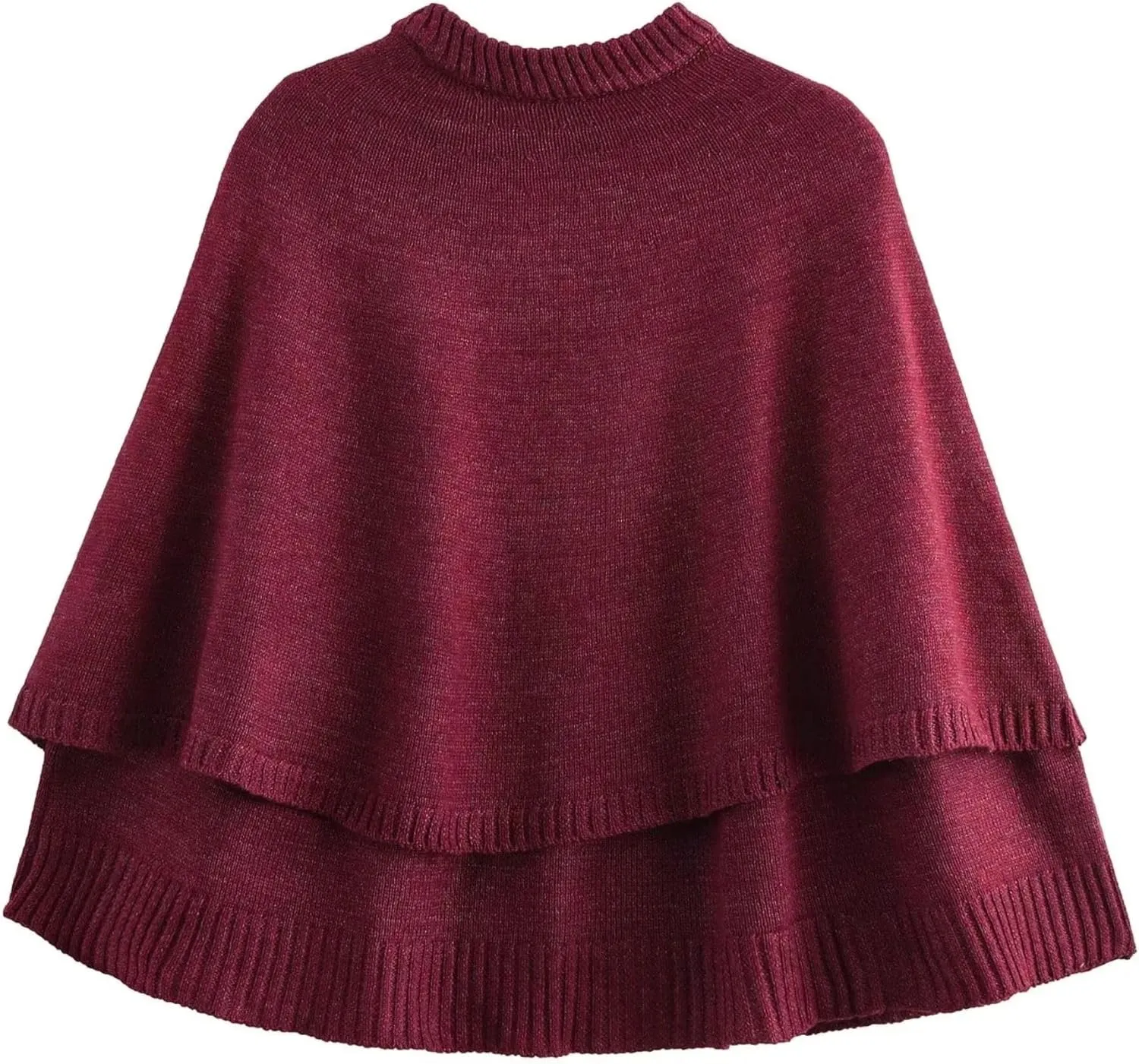 FindThy Womens Cropped Knit Cape Cardigan Trendy Oversized Crewneck Button Down Shawl Sweater