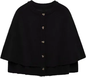 FindThy Womens Cropped Knit Cape Cardigan Trendy Oversized Crewneck Button Down Shawl Sweater