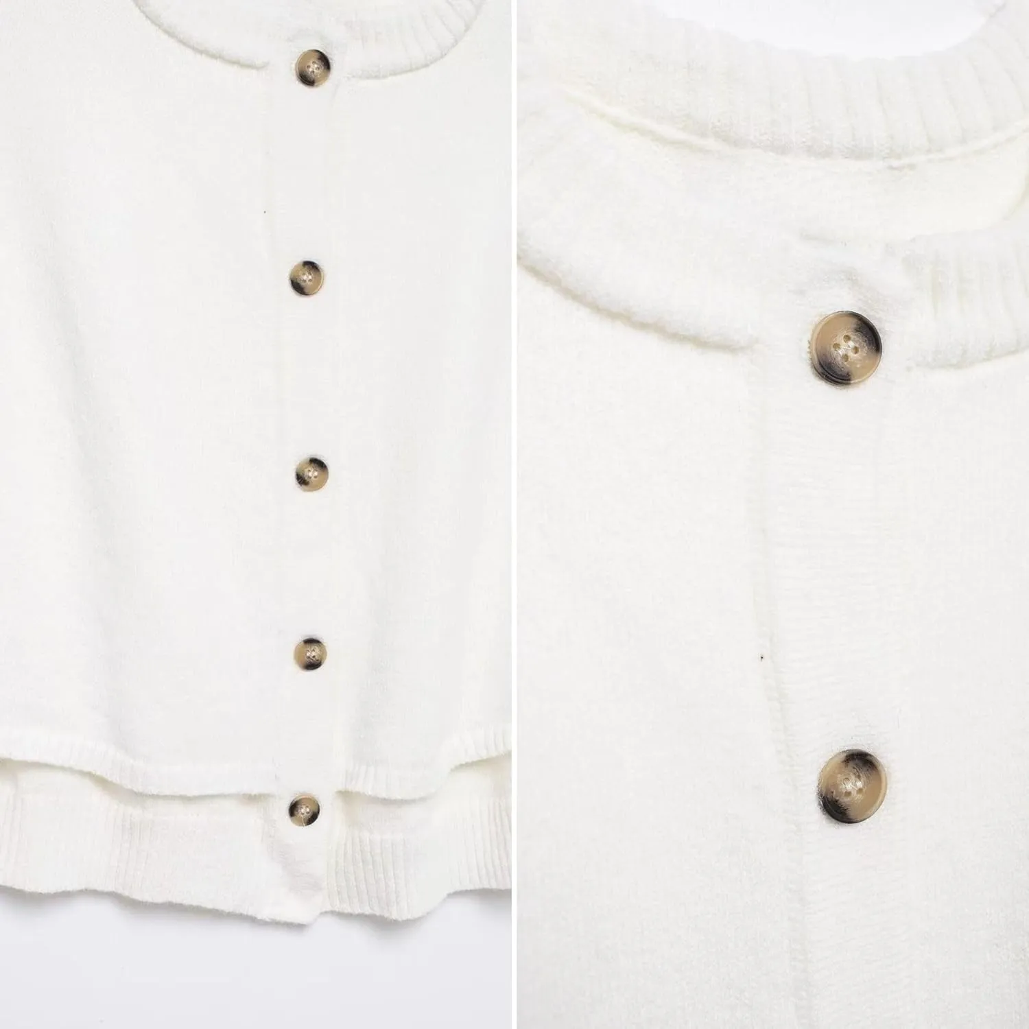FindThy Womens Cropped Knit Cape Cardigan Trendy Oversized Crewneck Button Down Shawl Sweater
