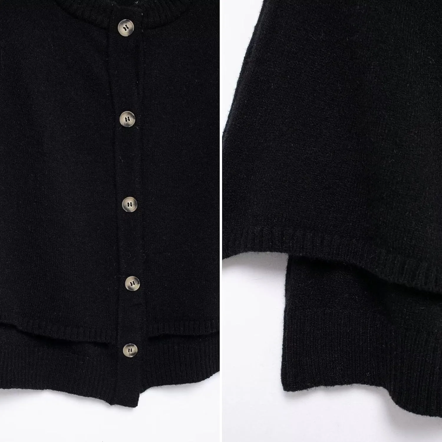FindThy Womens Cropped Knit Cape Cardigan Trendy Oversized Crewneck Button Down Shawl Sweater