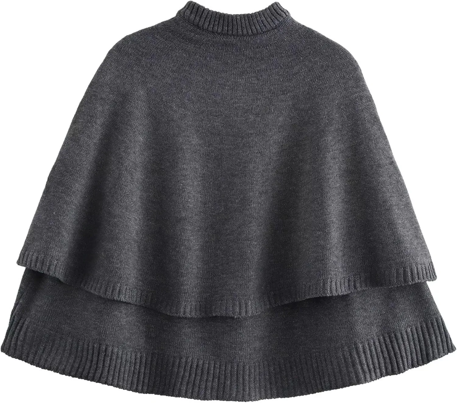 FindThy Womens Cropped Knit Cape Cardigan Trendy Oversized Crewneck Button Down Shawl Sweater