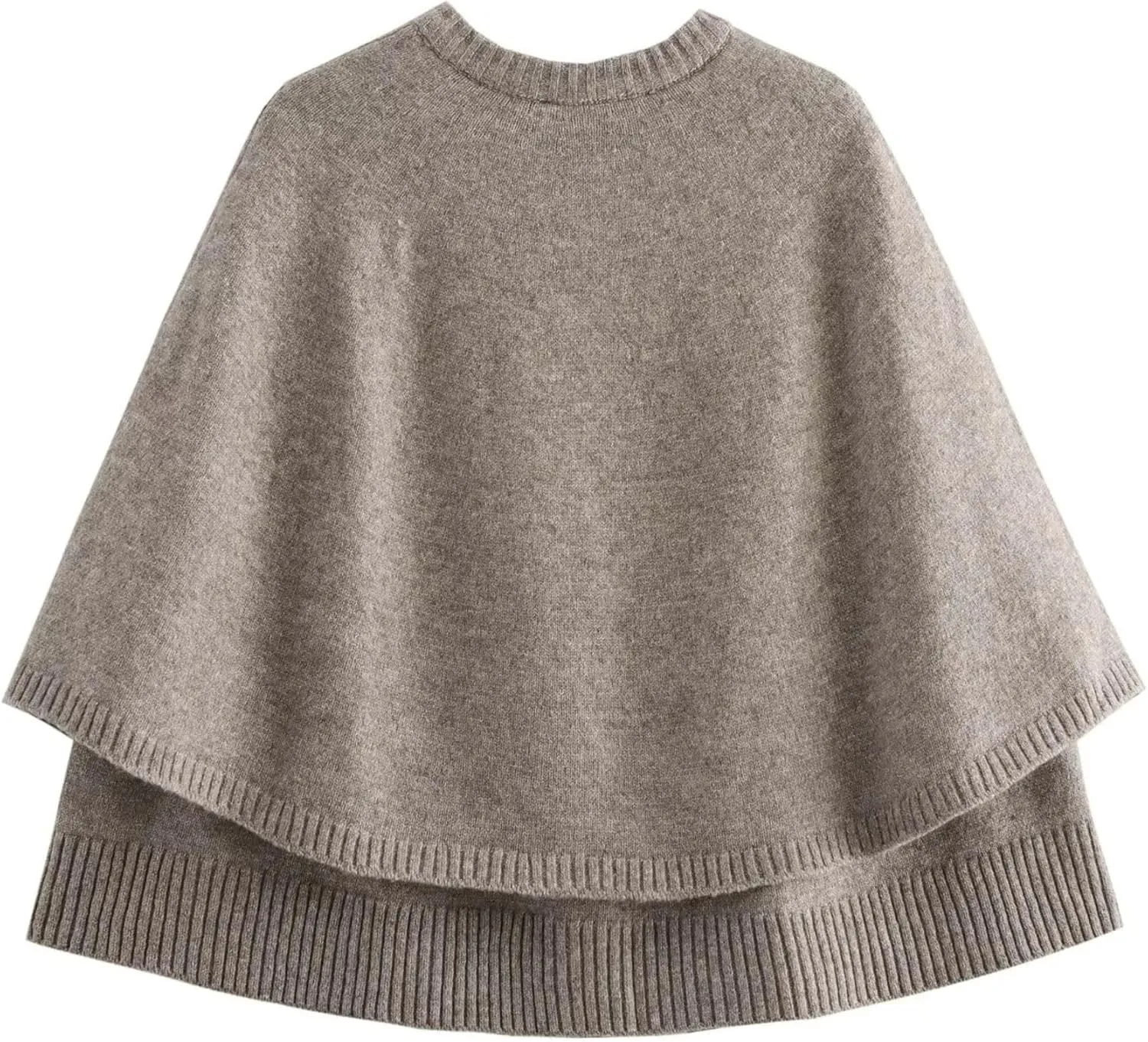FindThy Womens Cropped Knit Cape Cardigan Trendy Oversized Crewneck Button Down Shawl Sweater