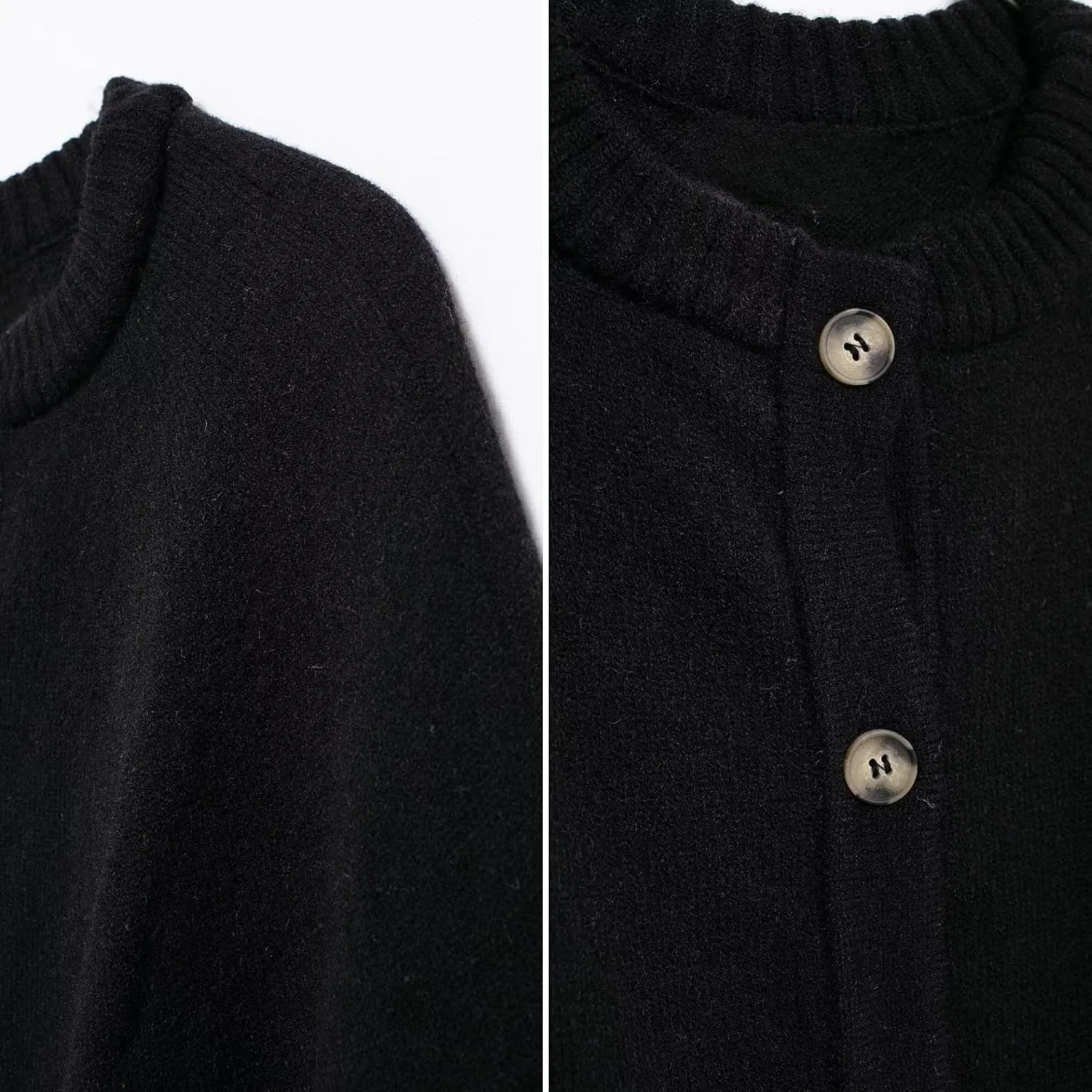 FindThy Womens Cropped Knit Cape Cardigan Trendy Oversized Crewneck Button Down Shawl Sweater