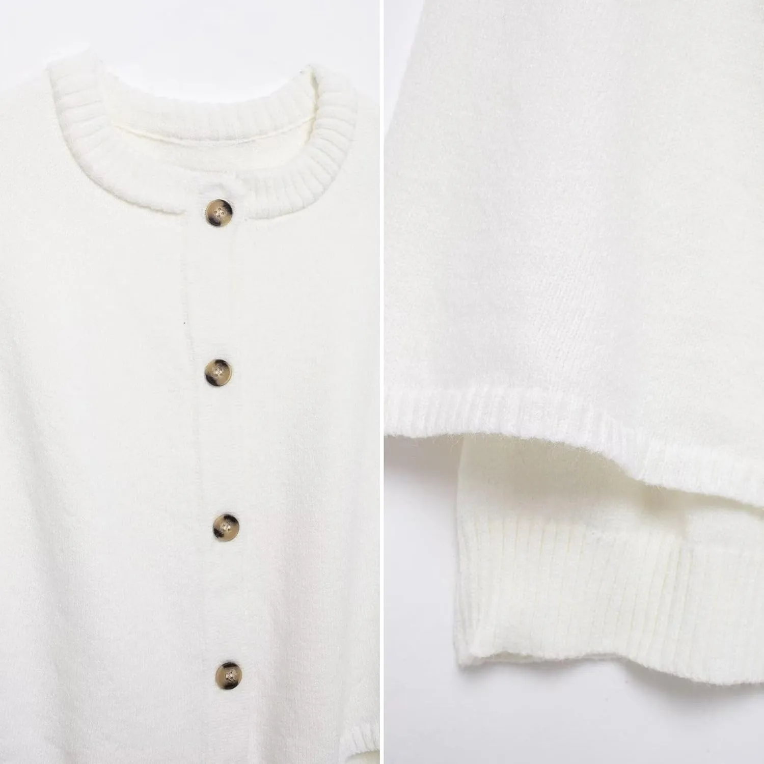 FindThy Womens Cropped Knit Cape Cardigan Trendy Oversized Crewneck Button Down Shawl Sweater