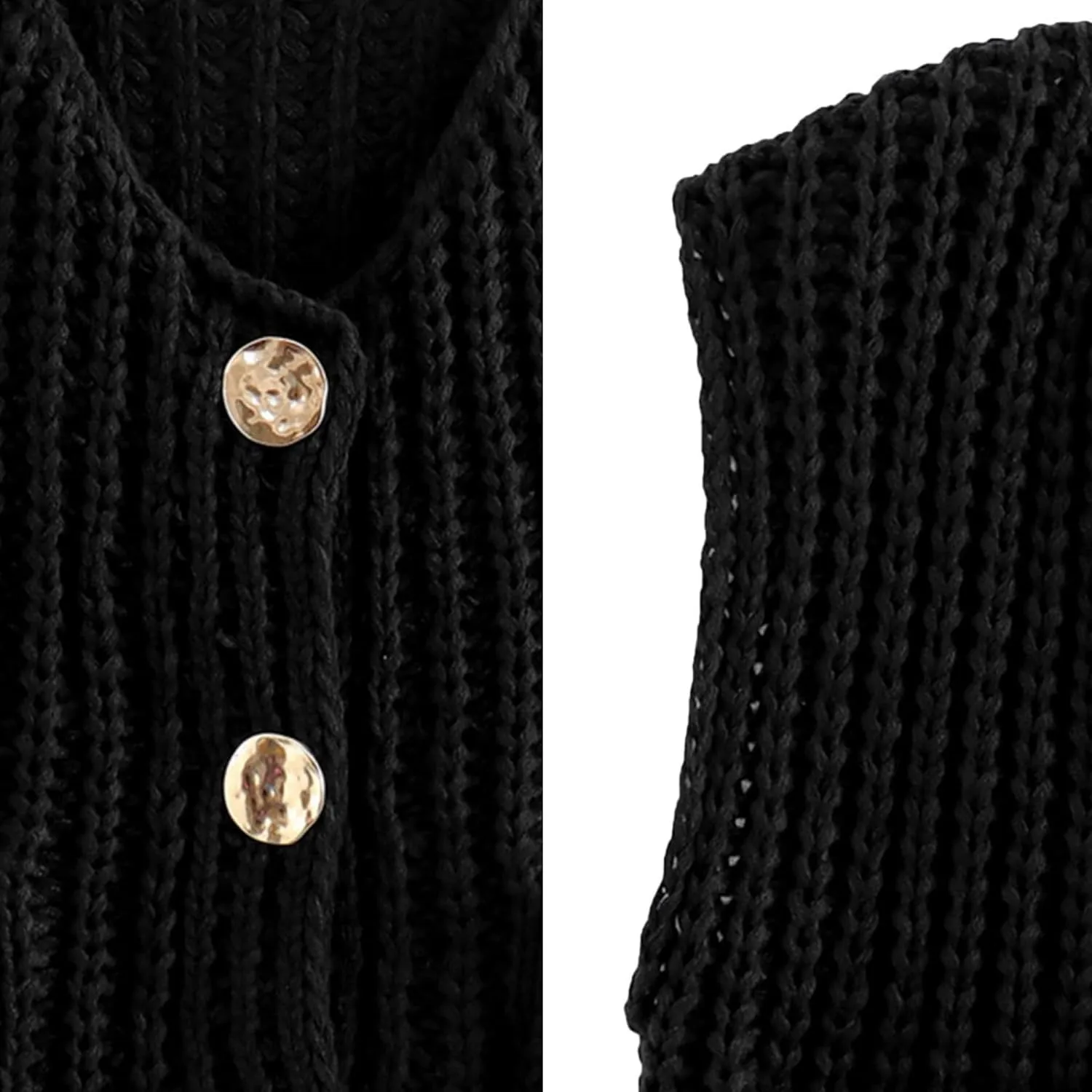 FindThy Womens Cropped Sweater Vest Cute Crewneck Button Down Sleeveless Crop Knit Cardigan with Pocket