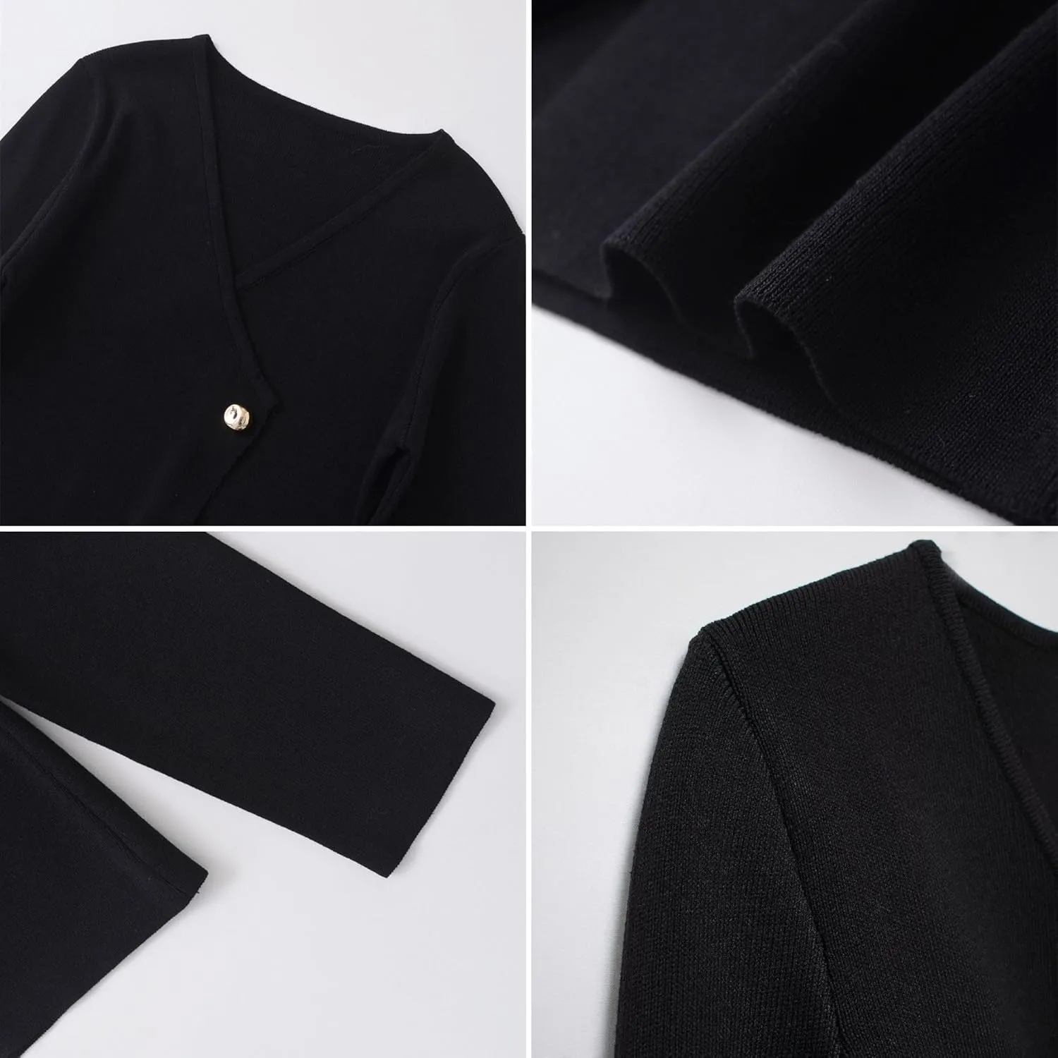 FindThy Womens V-Neck Cardigan Sweater Trendy Slim Fit Long Sleeve Button Up Solid Color Knitted Outerwear Top