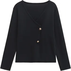 FindThy Womens V-Neck Cardigan Sweater Trendy Slim Fit Long Sleeve Button Up Solid Color Knitted Outerwear Top