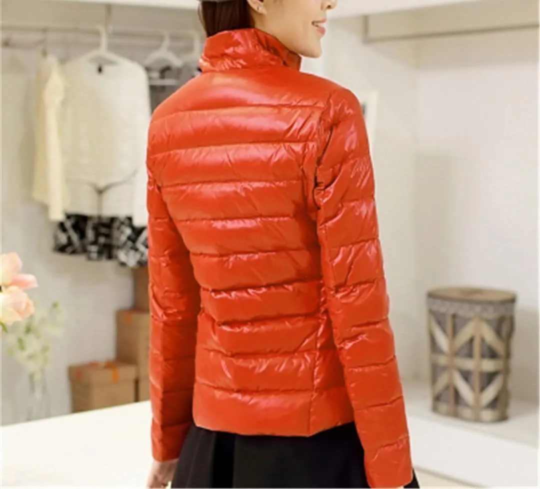 Fjnbbiot Autumn Winter Women Duck Down Jacket Female Suit Collar Short Coat Puffer Parkas Fashion Casual Warm Down Jacket
