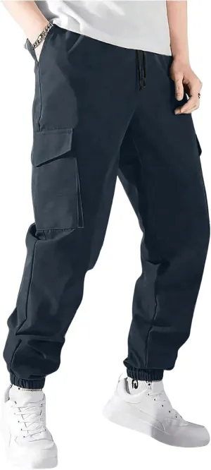 GORGLITTER Boy's Cargo Pants Joggers Drawstring Elastic Waist Casual Pant Husky Hiking Athletic Pants