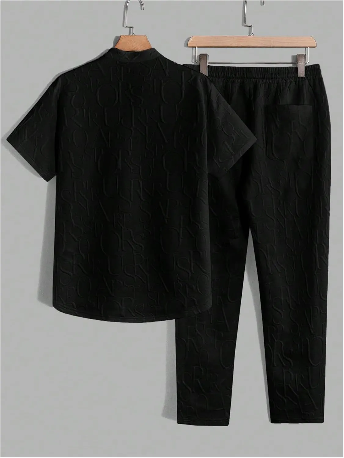 GORGLITTER Men's 2 Piece Linen Set Textured Short Sleeve T Shirt and Pants Sets