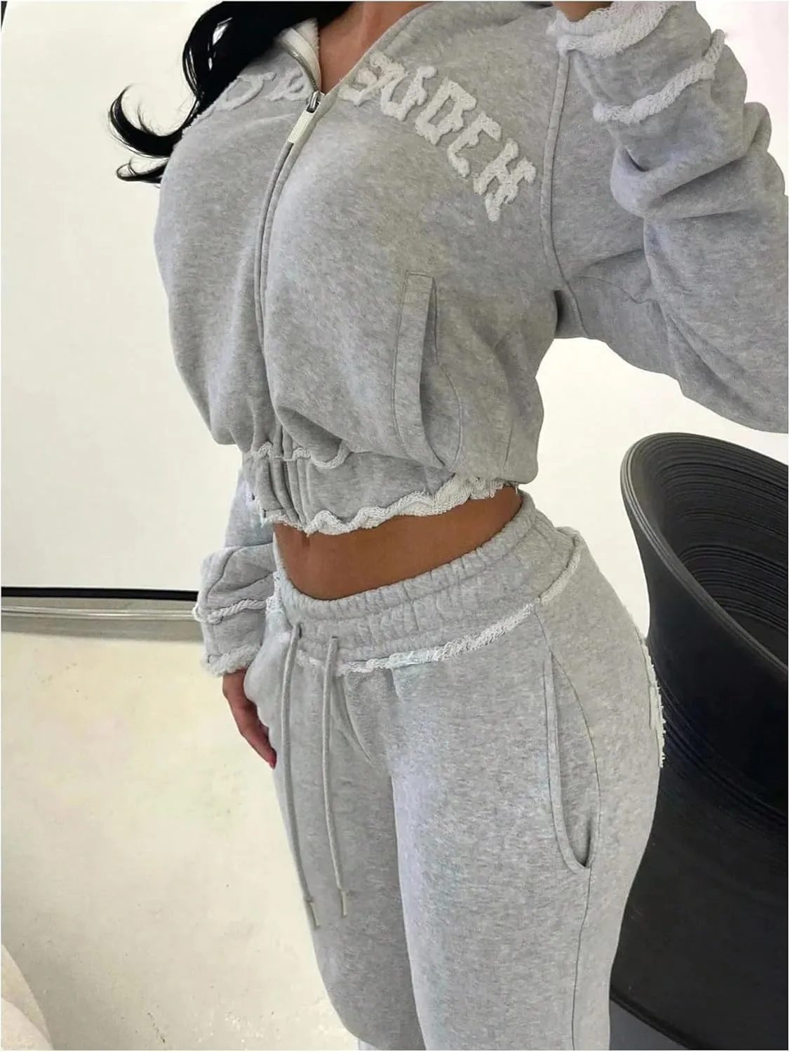 GORGLITTER Women's Stacked Baggy Sweatpants Y2K Drawstring Waist Flared Jogger Pants