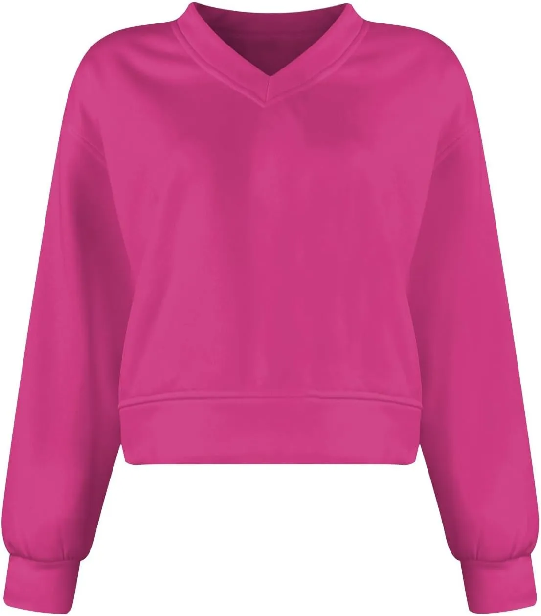 Gumipy Oversized Sweatshirt for Women Trendy V Neck Cropped Sweatshirts Casual Long Sleeve Fleece Pullover Spring Outfits