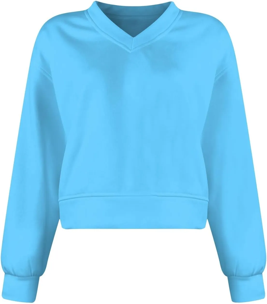 Gumipy Oversized Sweatshirt for Women Trendy V Neck Cropped Sweatshirts Casual Long Sleeve Fleece Pullover Spring Outfits