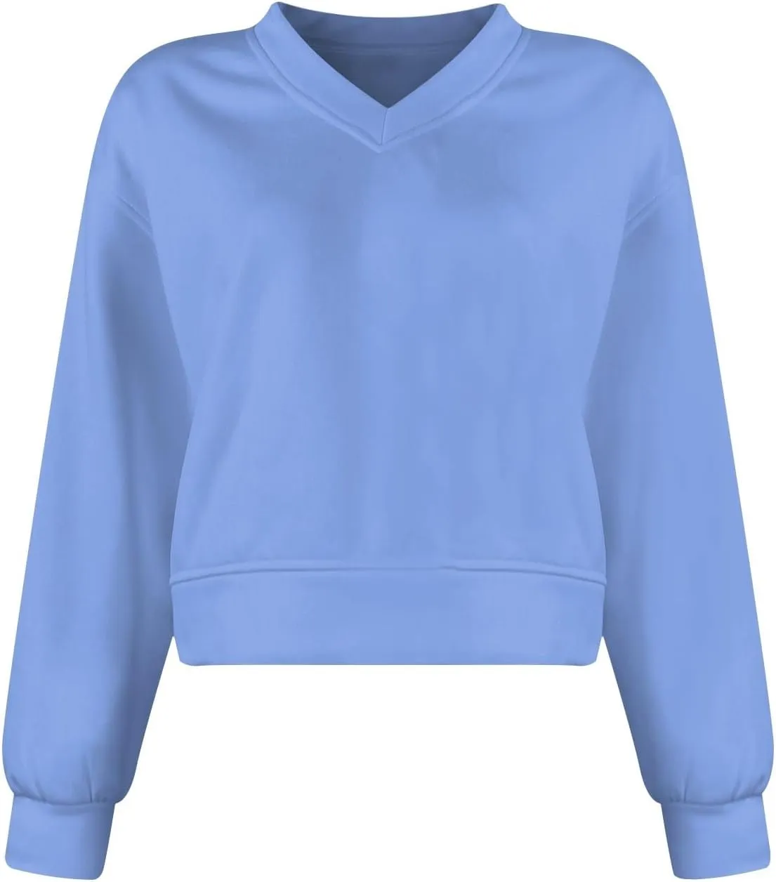 Gumipy Oversized Sweatshirt for Women Trendy V Neck Cropped Sweatshirts Casual Long Sleeve Fleece Pullover Spring Outfits