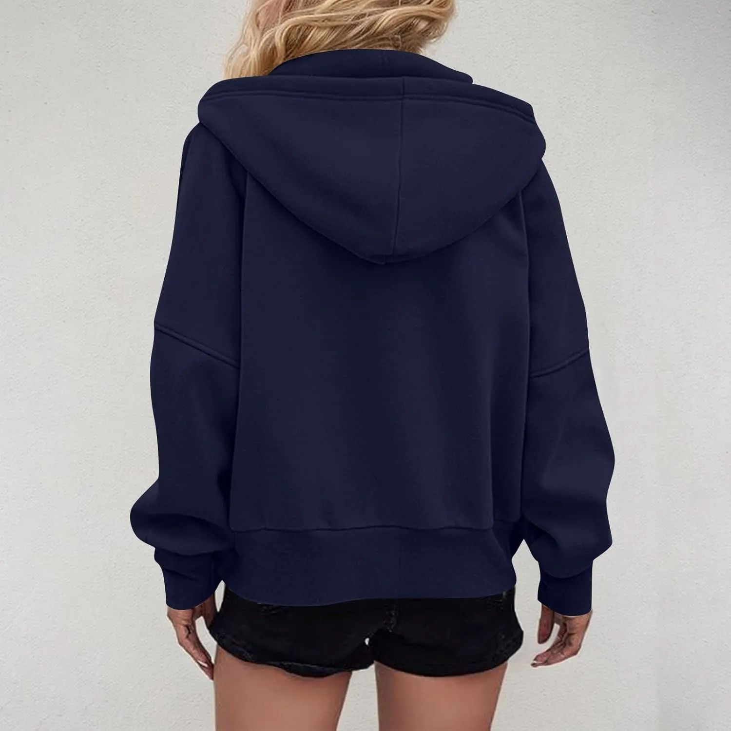Gumipy Womens Zip Up Hoodies Jackets Tunic Long Sleeve Cropped Hoodie Casual Fleece Jacket Top Cozy Winter Coats with Pockets