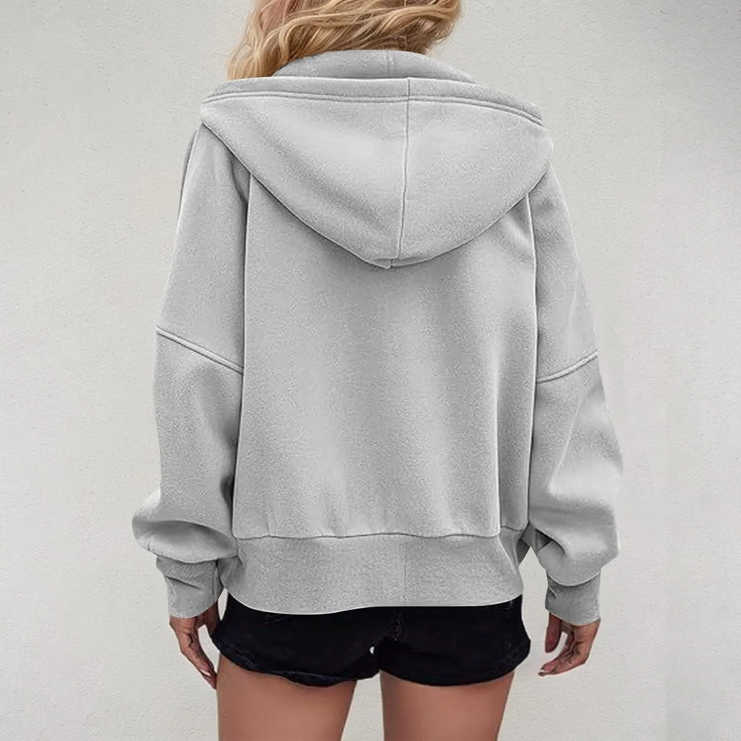 Gumipy Womens Zip Up Hoodies Jackets Tunic Long Sleeve Cropped Hoodie Casual Fleece Jacket Top Cozy Winter Coats with Pockets