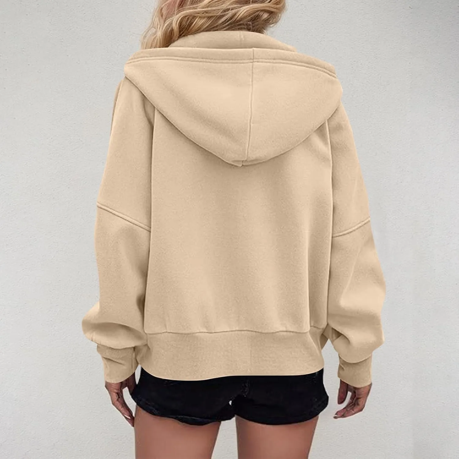 Gumipy Womens Zip Up Hoodies Jackets Tunic Long Sleeve Cropped Hoodie Casual Fleece Jacket Top Cozy Winter Coats with Pockets