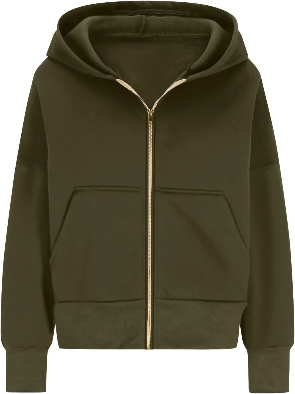 Gumipy Womens Zip Up Hoodies Jackets Tunic Long Sleeve Cropped Hoodie Casual Fleece Jacket Top Cozy Winter Coats with Pockets